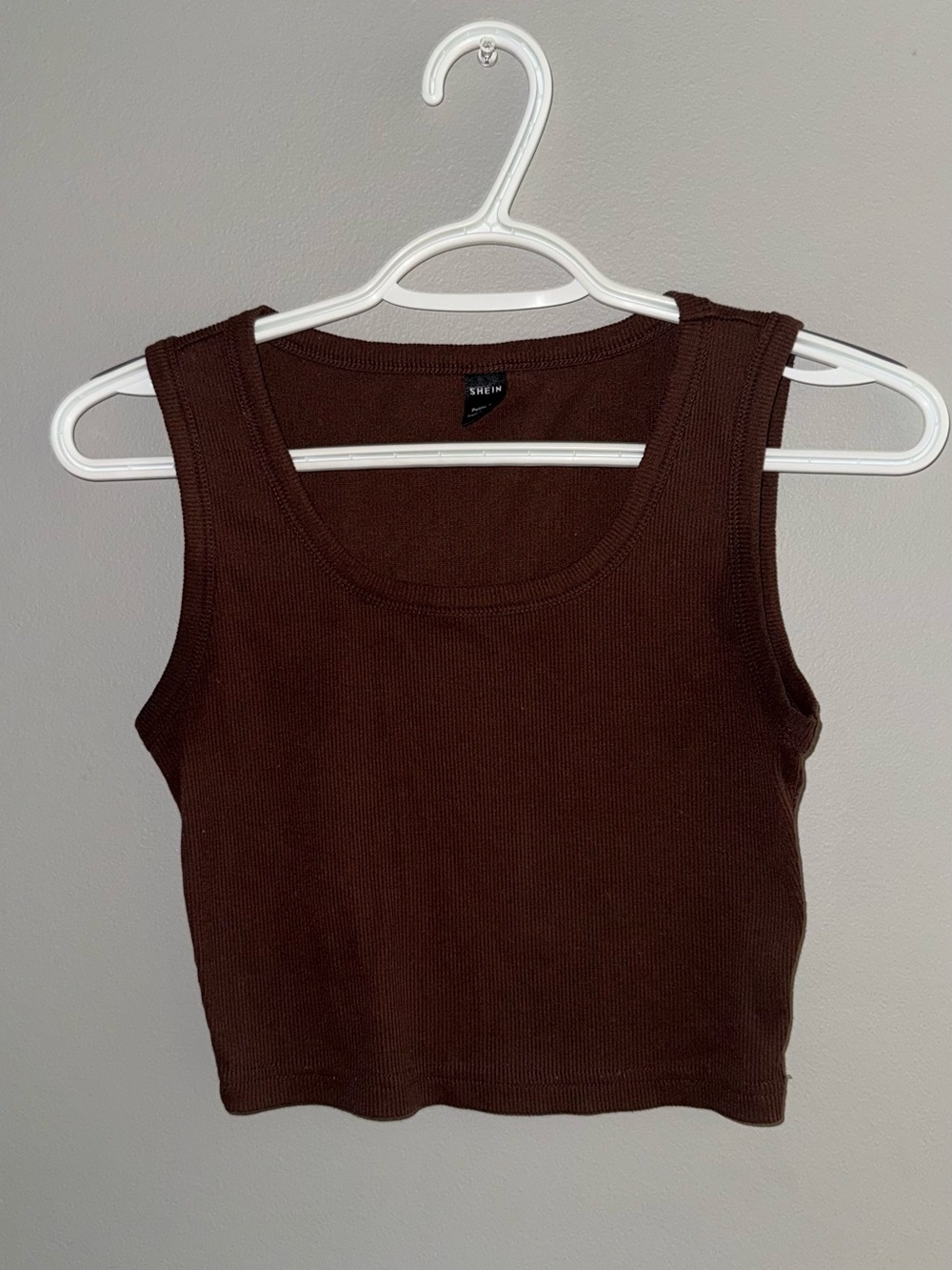 SHEIN Chocolate Brown Ribbed Tank Top